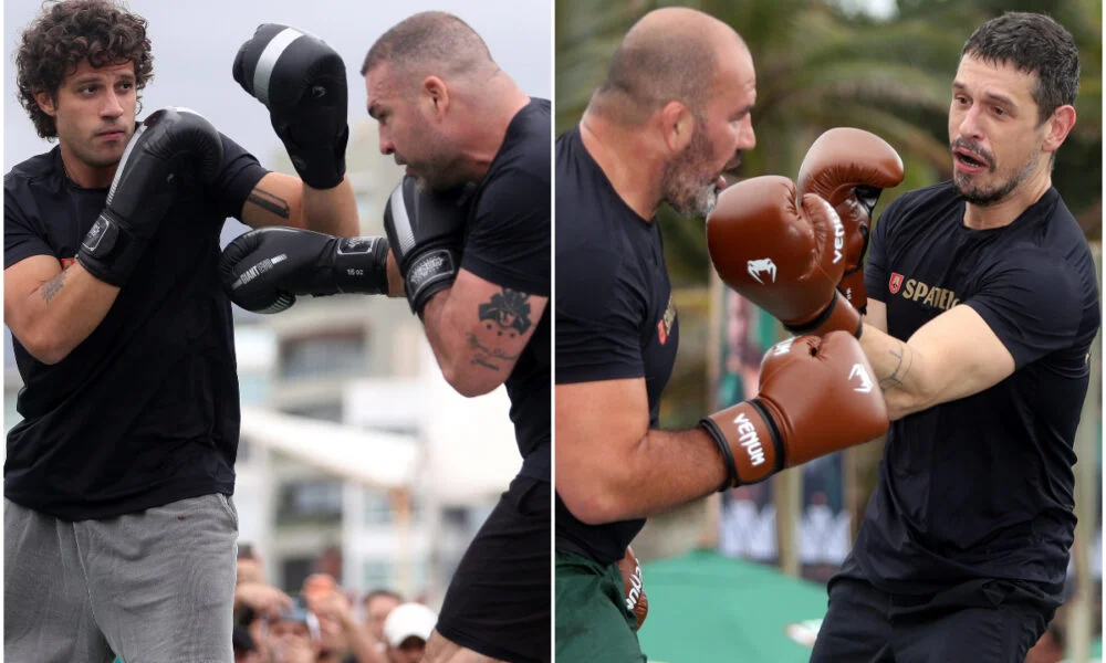 Chay Suede e João Vicente Calçam Luvas e Desafiam Lendas do MMA, Shogun e Glover, em Treino Aberto do Spaten Fight Night 3 no Rio